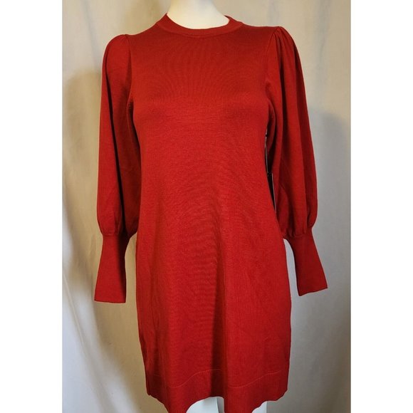 Vince Camuto Red Knit Dress Women Size Small Knee Length Ribbed,  NWT - Picture 1 of 6